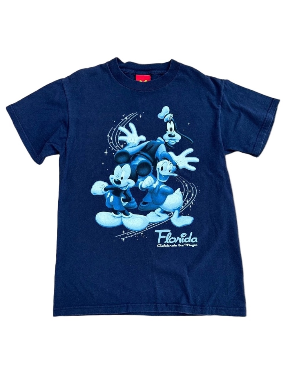 Vintage Kids Disney Mickey Donald Goofy Navy Disney World Florida T Shirt Size S